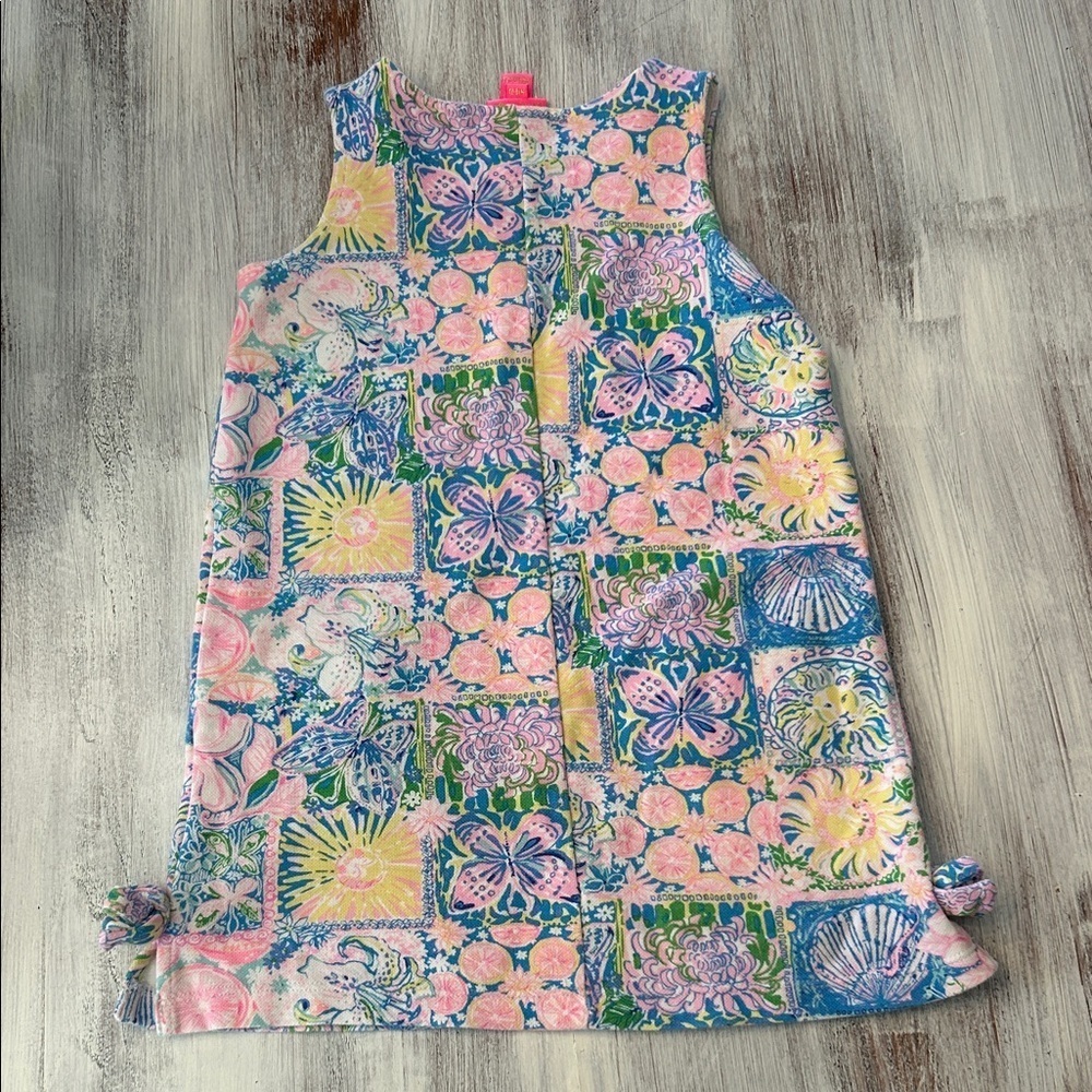 Lilly Pulitzer Girls Shift Dress – Seashell & Floral Print, Size M 6-7 - Picture 2 of 2